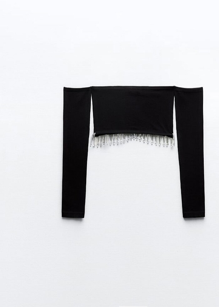 Zara parlak taşlı dikişsiz crop top - Görsel 5