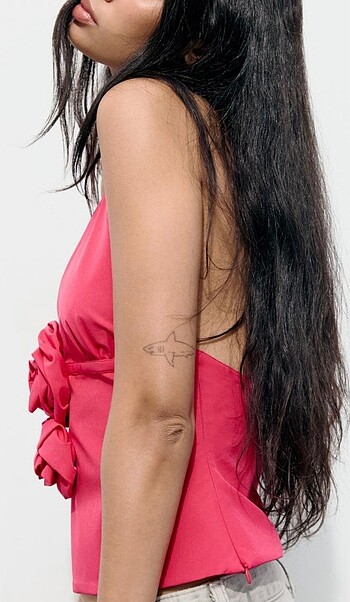 Zara çiçek tasarımlı bluz fuşya - Görsel 4