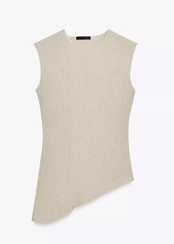 Zara dokulu baggy pantolon ve asimetrik dokulu top takım - Görsel 4