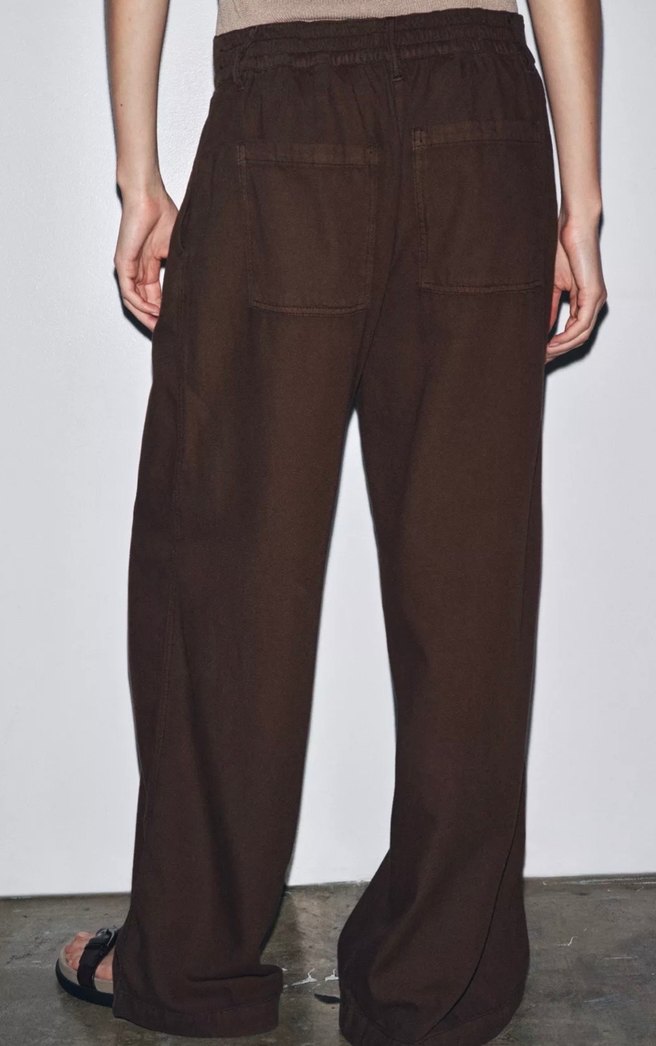 Zara kahverengi jogger zw collectıon pantolon %100 pamuk - Görsel 3