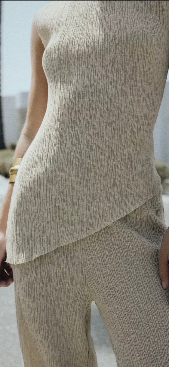 ZARA DOKULU BAGGY PANTOLON VE ASİMETRİK DOKULU TOP TAKIM - Görsel 3