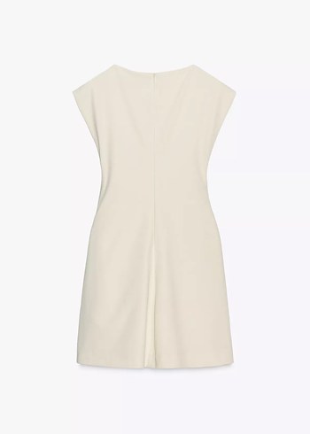 Zara drapeli kısa kumaş elbise vaniya - Görsel 4