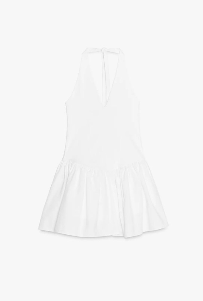 Zara kontrast halter yaka beyaz mini elbise - Görsel 5