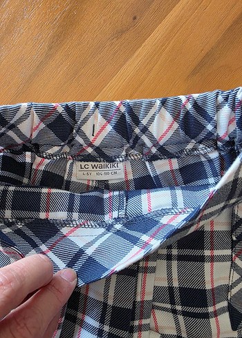 5 Yaş Beden mavi Renk Mavi Ekoseli Pileli Mini Şort