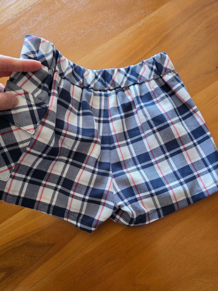 Mavi Ekoseli Pileli Mini Şort - Görsel 3