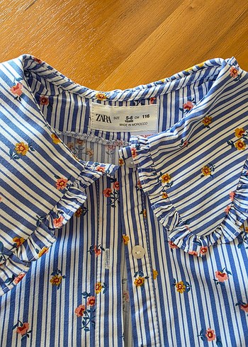 Zara Çiçekli Mavi Pamuklu Takım - Görsel 5