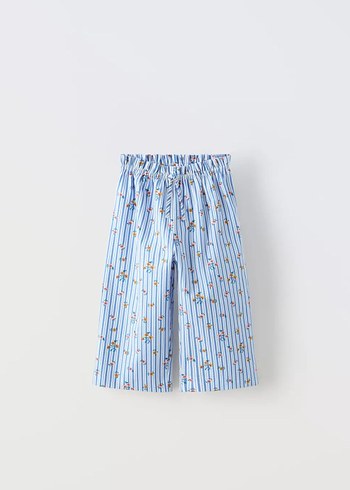 Zara Çiçekli Mavi Pamuklu Takım - Görsel 3