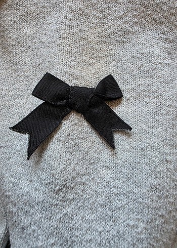 Zara Gri Örgü Siyah Fiyonk Detaylı Kazak - Görsel 4