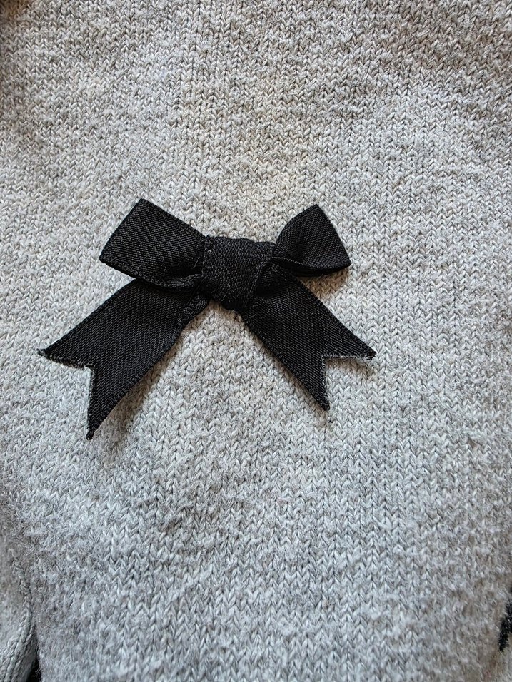 Zara Gri Örgü Siyah Fiyonk Detaylı Kazak - Görsel 4