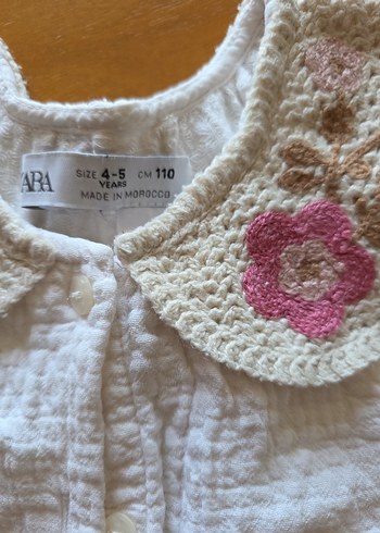 Zara Nakışlı Yakalı Kız Gömlek
