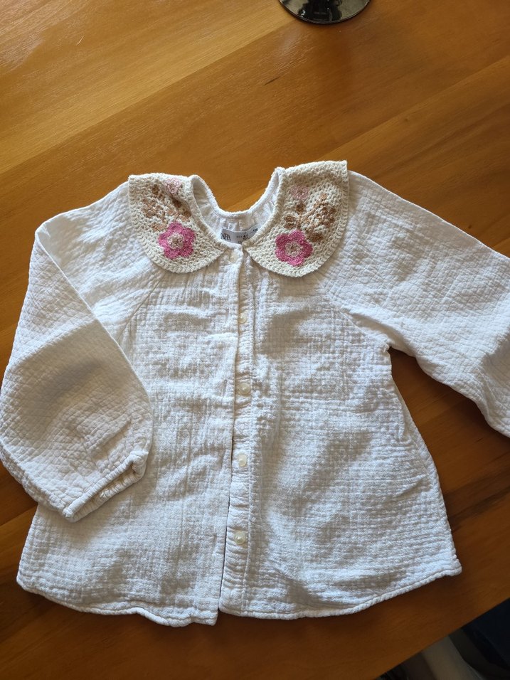 Zara Nakışlı Yakalı Kız Gömlek - Görsel 5