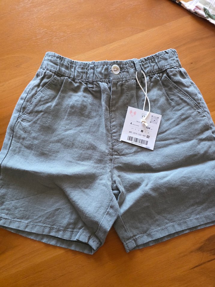 Erkek Keten Yeşil Şort - Görsel 5