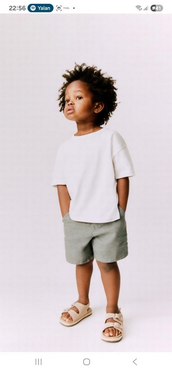 Erkek Keten Yeşil Şort - Görsel 3