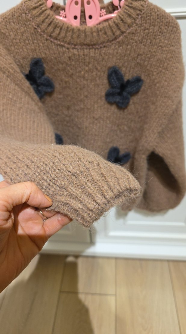 Zara kiz cocuk Kahverengi Örgü kazak - Görsel 2