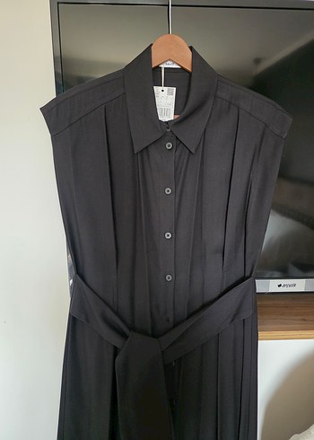 Mango Siyah V Yaka Uzun Elbise - Görsel 3