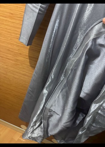 40 Beden gri Renk Işıltılı taşlı tesettür Gri Abiye Elbise