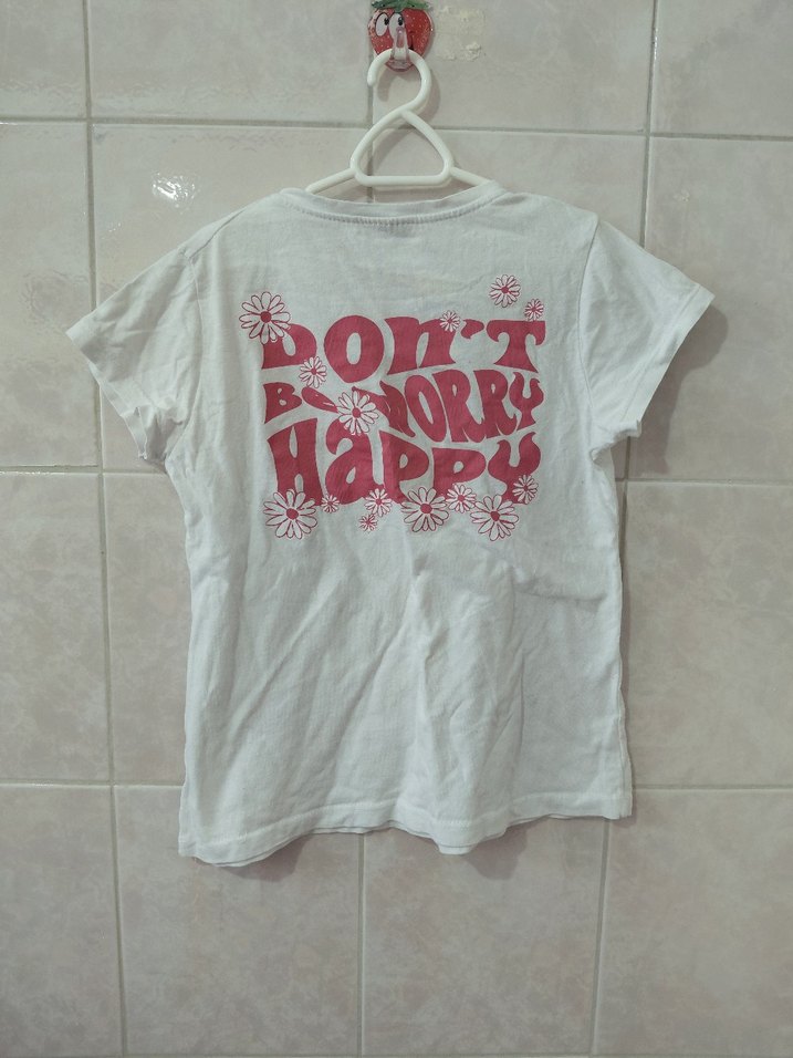 Beyaz Kız Çocuk Baskılı Kısa Kollu Tişört - Görsel 2