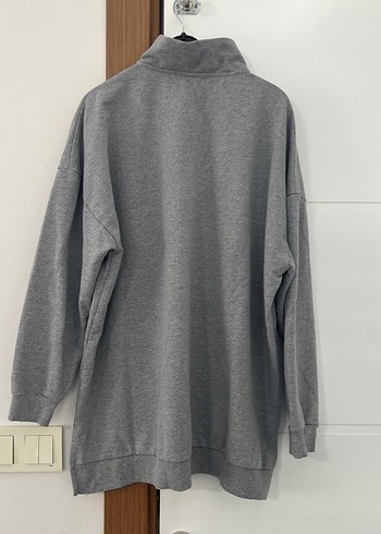 xxl Beden Gri Yarım Fermuarlı Kadın Sweatshirt