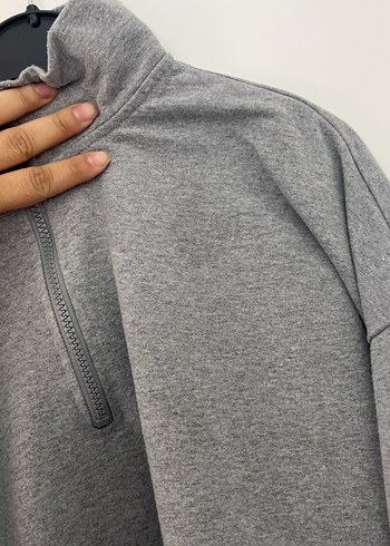 LC Waikiki Gri Yarım Fermuarlı Kadın Sweatshirt