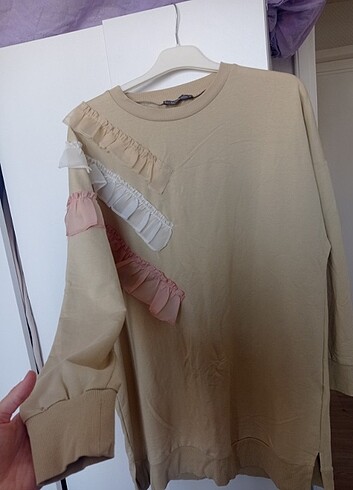 Fırfırlı sweatshirt tunik