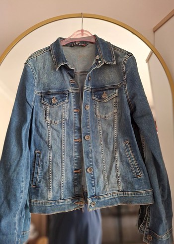 Düğmeli Mavi Kadın Denim Ceket - Görsel 2