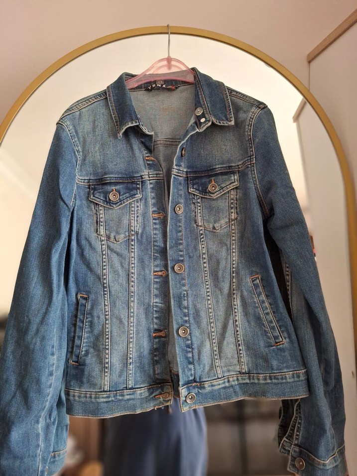 Düğmeli Mavi Kadın Denim Ceket - Görsel 2