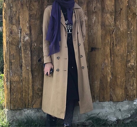 Camel uzun trençkot
