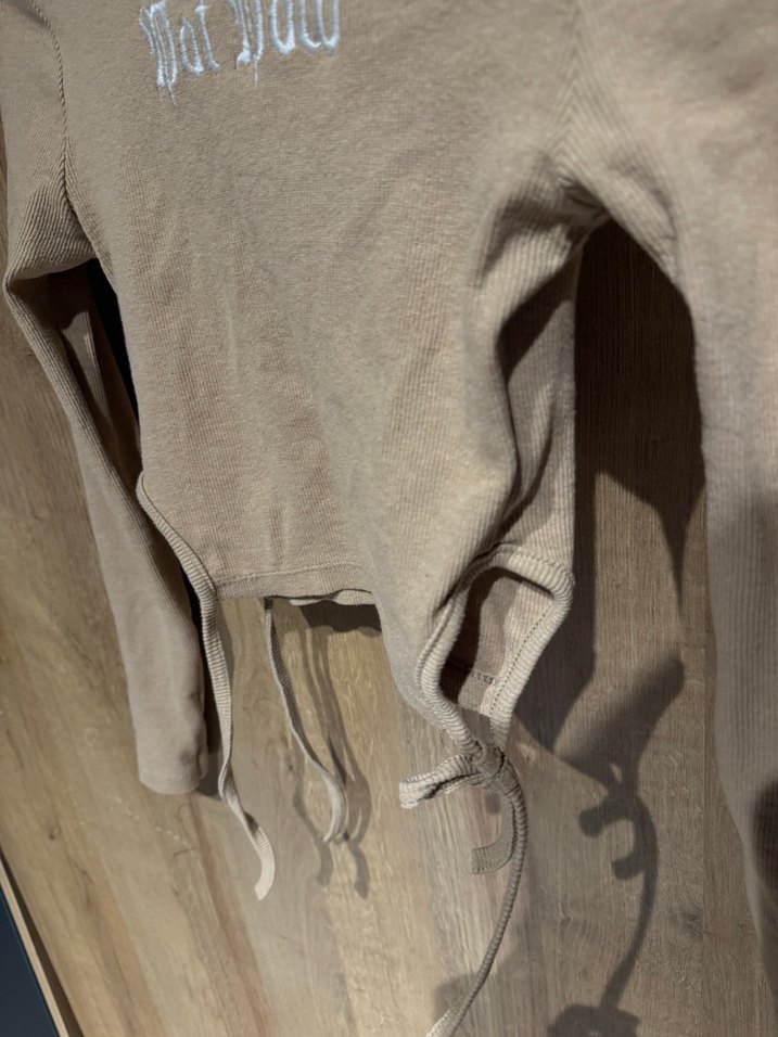 Uzun Kollu Bej Crop Top - Görsel 2