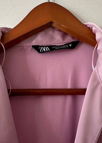 Zara Pembe Midi Kadın Elbise ZARA SATEN ELBİSE