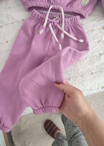 Mor Bebek Kız Uzun Kollu Takım - Görsel 3