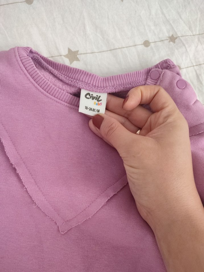 Mor Bebek Kız Uzun Kollu Takım - Görsel 4