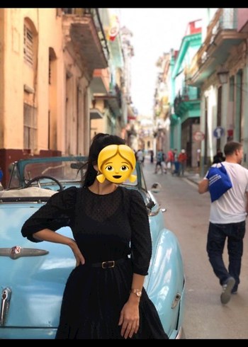 Siyah Puantiyeli Midi Uzun Elbise - Görsel 2