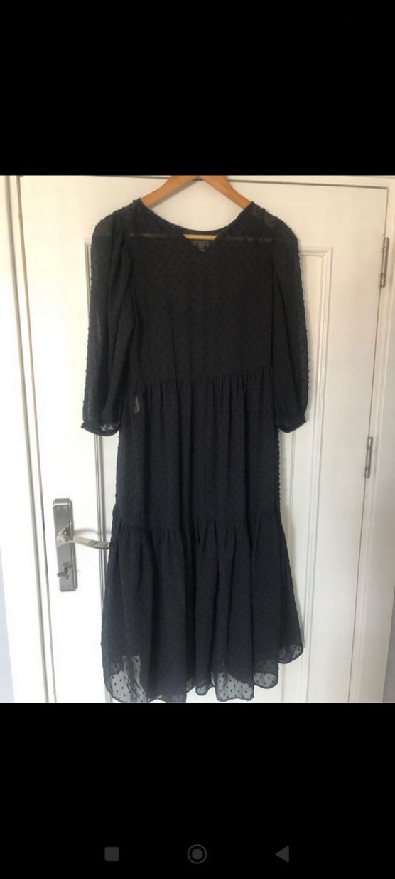 Siyah Puantiyeli Midi Uzun Elbise - Görsel 3