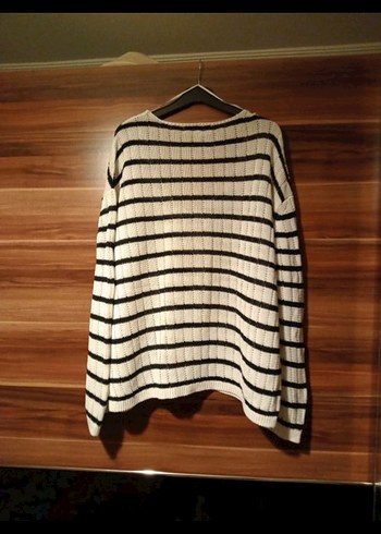 Çizgili V Yaka Örgü Kadın Kazak zara - Görsel 5