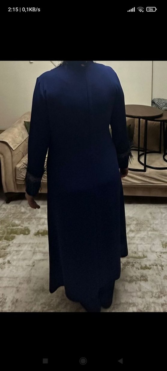 Kadın Lacivert Püsküllü Uzun Elbise 48 beden abiye - Görsel 5