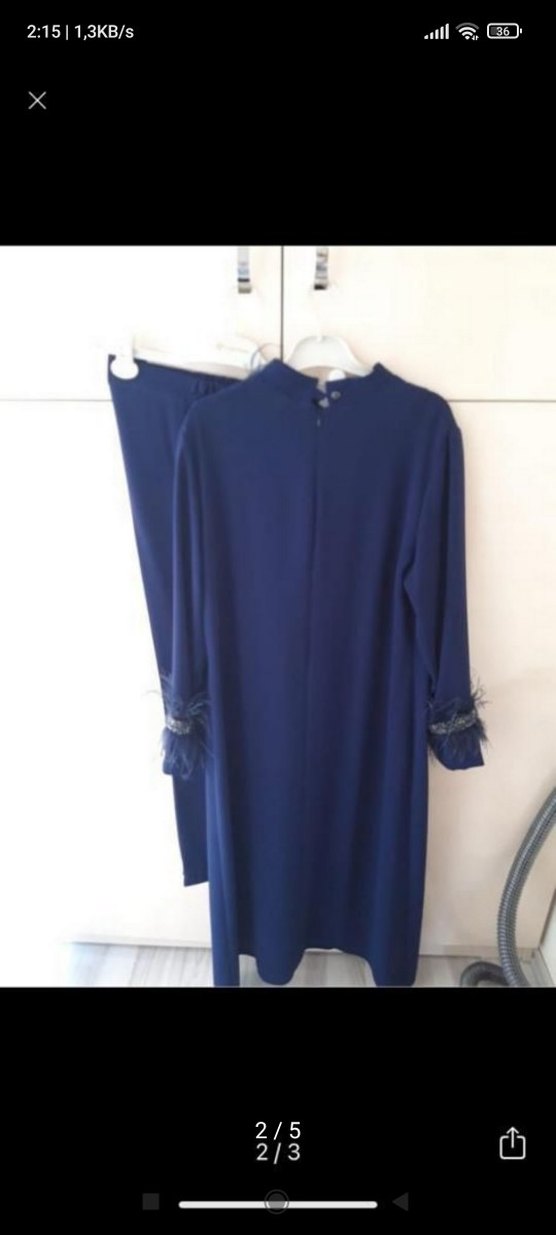 Kadın Lacivert Püsküllü Uzun Elbise 48 beden abiye - Görsel 2