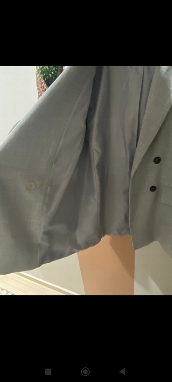 Gri Keten Kumaşlı Düğmeli Kadın Blazer koton marka - Görsel 2