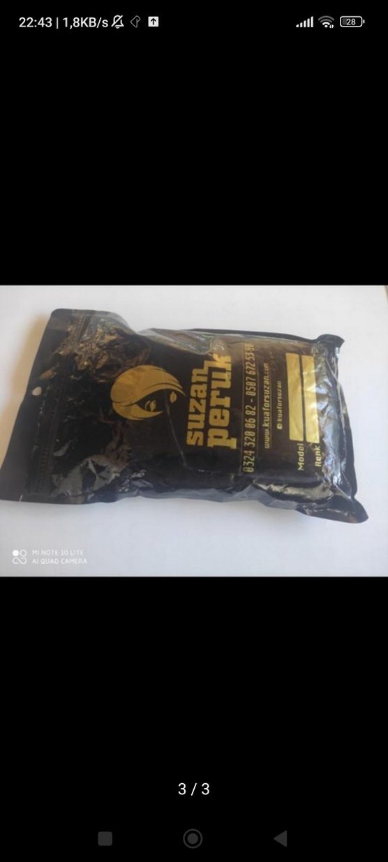 Siyah Postiş Saç - Yeni ve Etiketli - Görsel 4