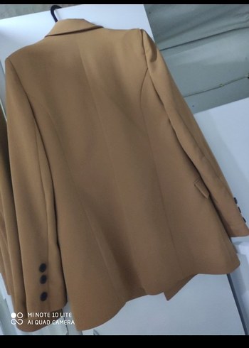 Düğmeli Bej Kadın Uzun Blazer Ceket - Görsel 2