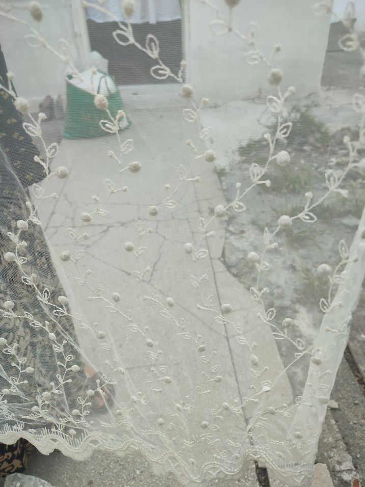 İşlemeli Beyaz Bohem Tül Perde - Görsel 2