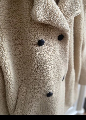 Bej Düğmeli Midi Kadın Kaban - Görsel 3