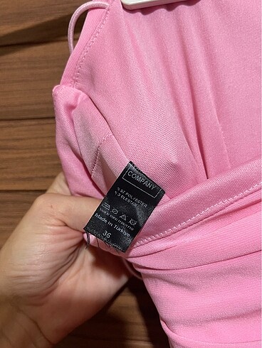 Diğer Whenever Company Pembe İnce Askılı Drapeli Midi Abiye Elbise