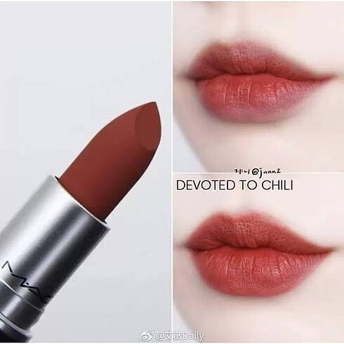 Beden kırmızı Renk MAC Devoted To Chili Powder Kiss Lipstick
