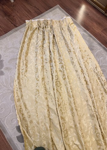 Parlak Bej Düz Desen Perdeler - Görsel 3