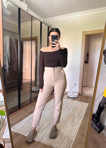 Bej yüksek bel ZR model Günlük Kadın Sigara - Görsel 4