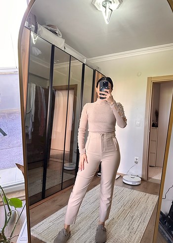 Bej yüksek bel ZR model Günlük Kadın Sigara - Görsel 2