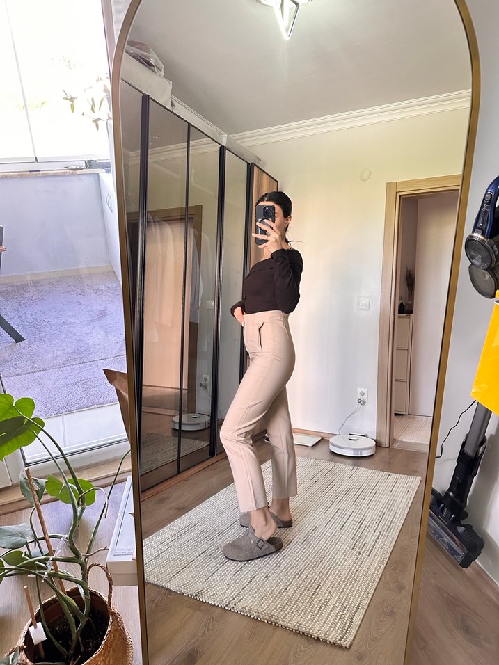 Bej yüksek bel ZR model Günlük Kadın Sigara - Görsel 3