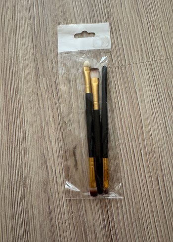 Bej ve koyu renk 3'lü makyaj fırçası seti - Görsel 2