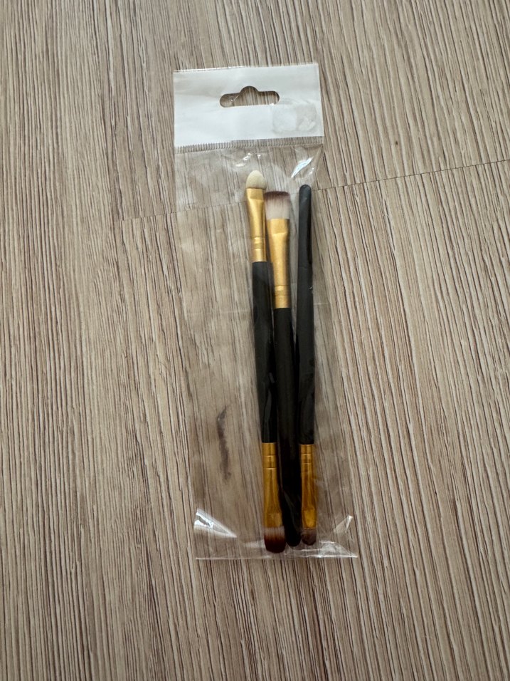 Bej ve koyu renk 3'lü makyaj fırçası seti - Görsel 2