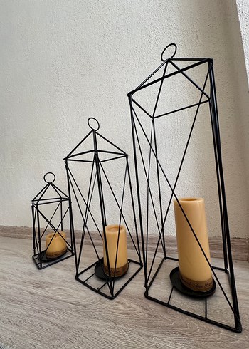 Zara Home Siyah Metal Mumluk Seti 3'lü